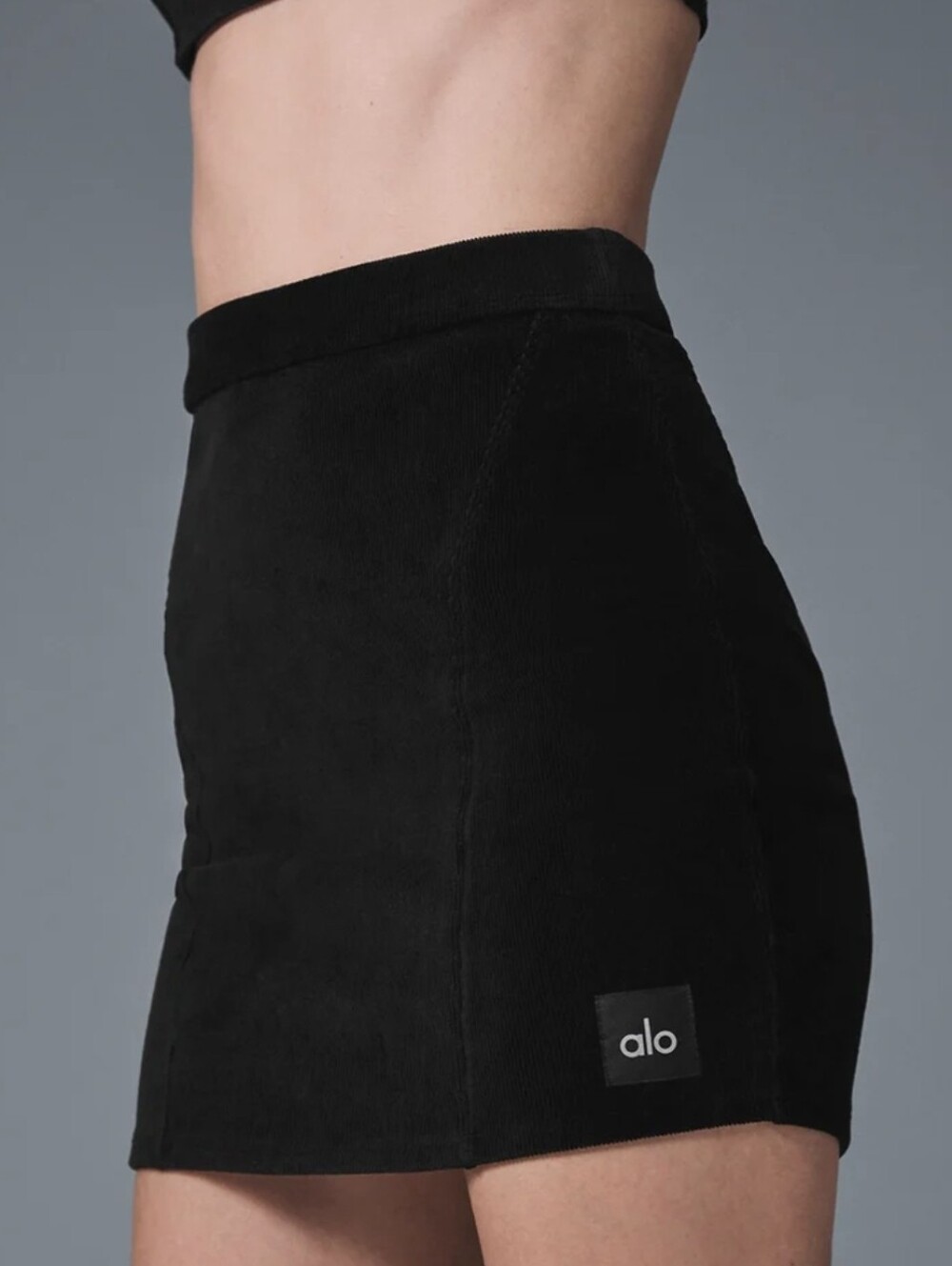 Alo Yoga Micro Corduroy Winter Break Mini Skirt, XS, Black